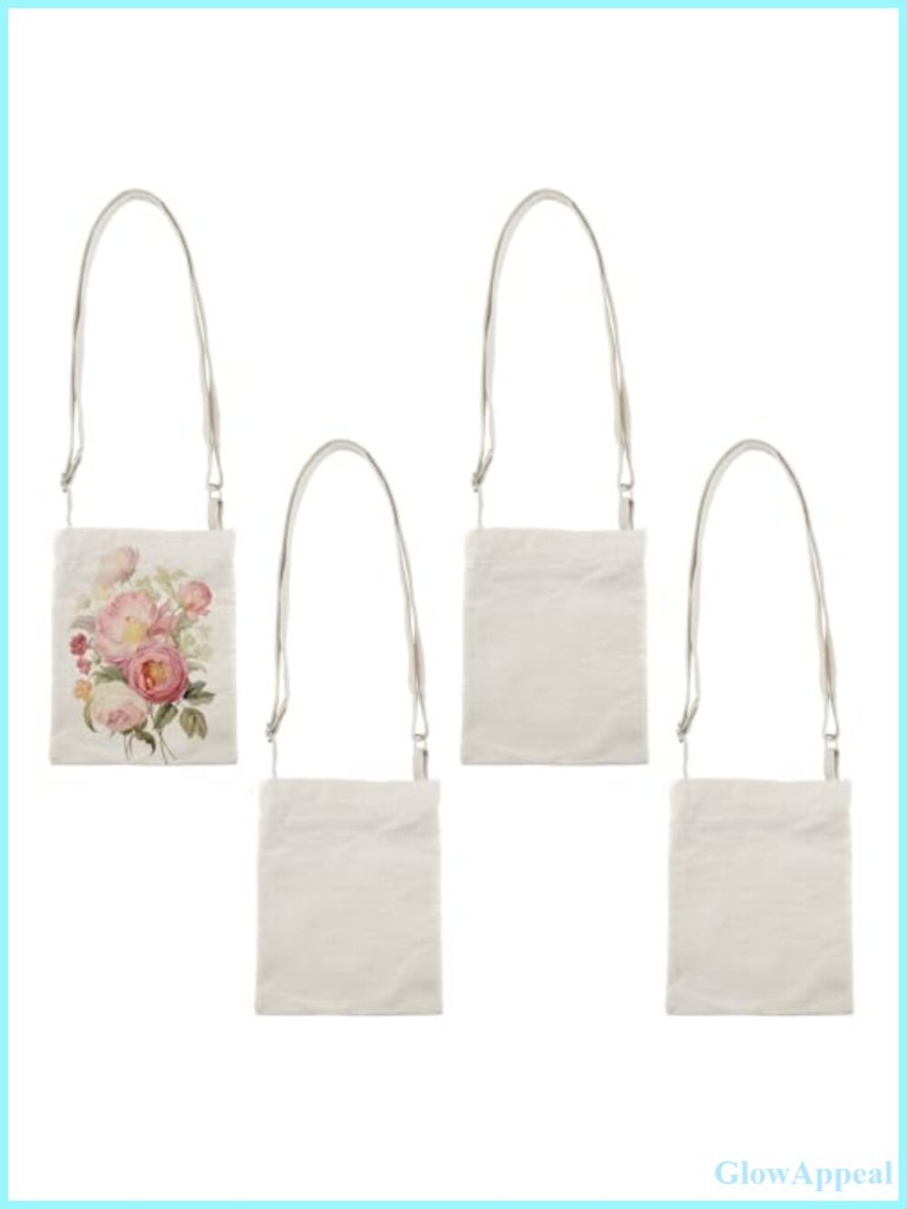 4 Pack Sublimation Canvas Tote Blanks DIY Shoulder Bags Heat Transfer